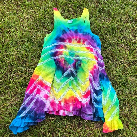u.nique Dresses & Skirts - 🍭Rainbow tie dye trapeze dress